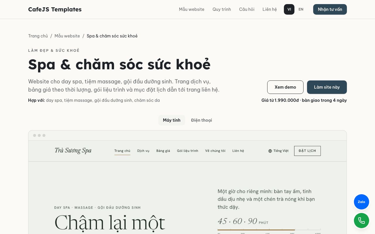 Chi tiết mẫu của mẫu Gallery mẫu website