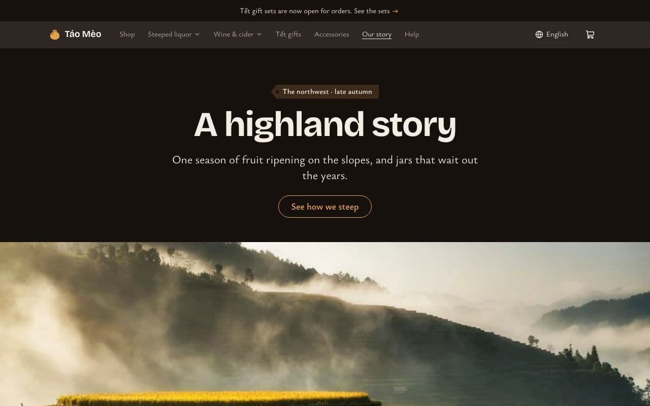 The Our story page of the Liquor & gifts template