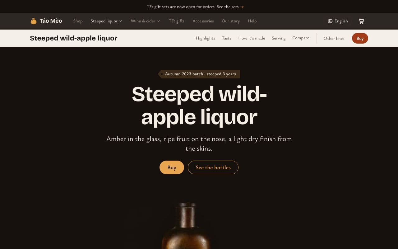 The Steeped liquor page of the Liquor & gifts template