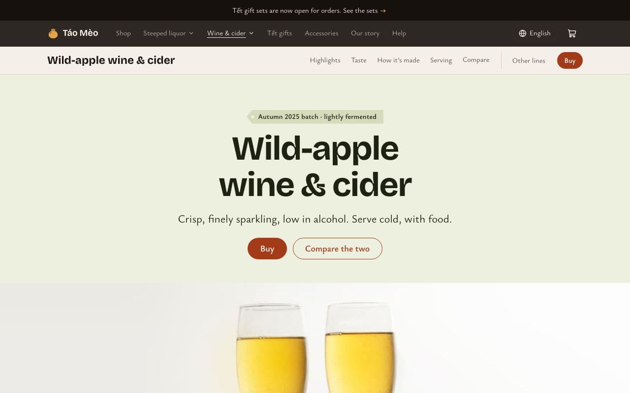 The Wine & cider page of the Liquor & gifts template