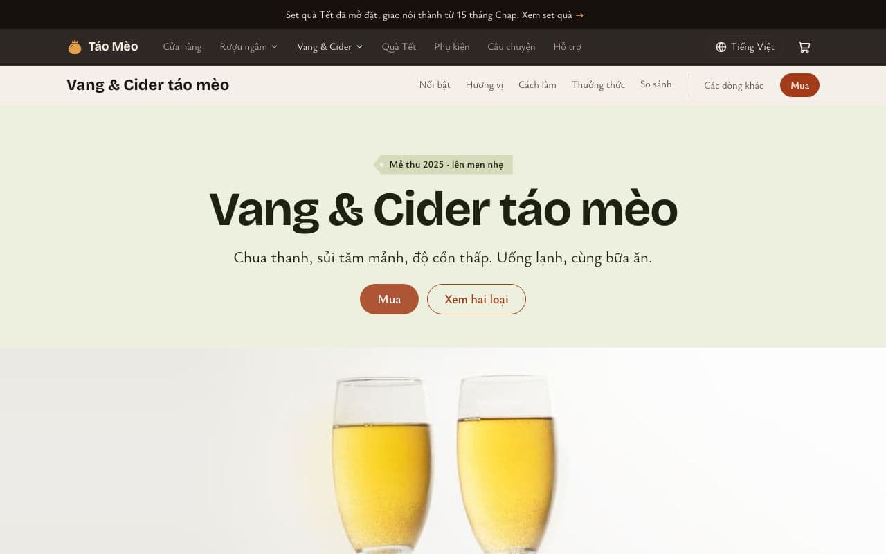 Trang Vang & Cider của mẫu Rượu & quà biếu