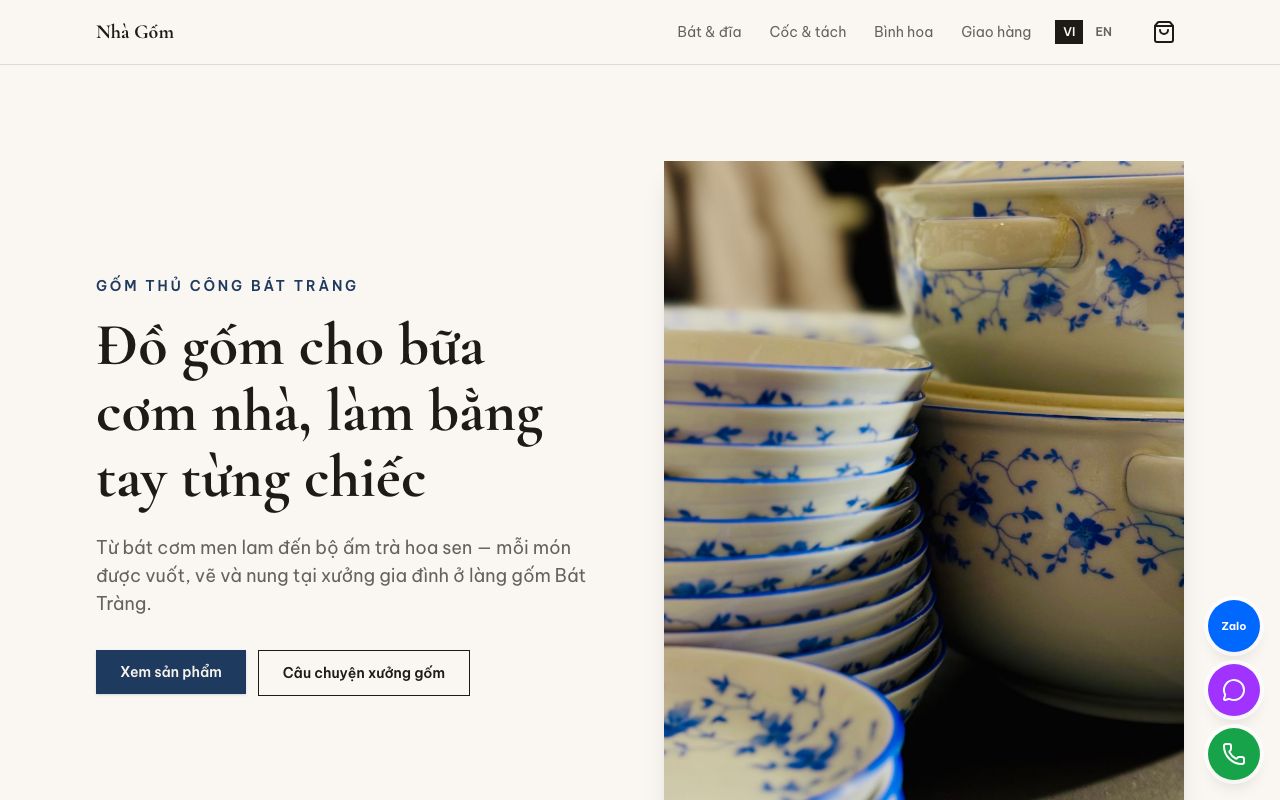 Trang chủ của mẫu Cửa hàng online