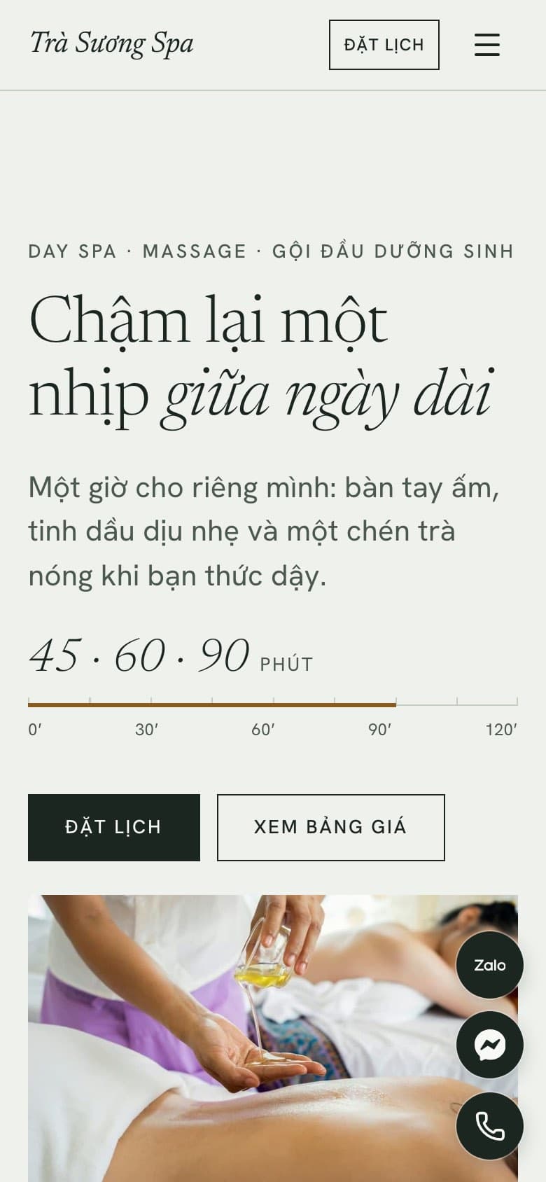 Trang chủ mẫu spa trên điện thoại