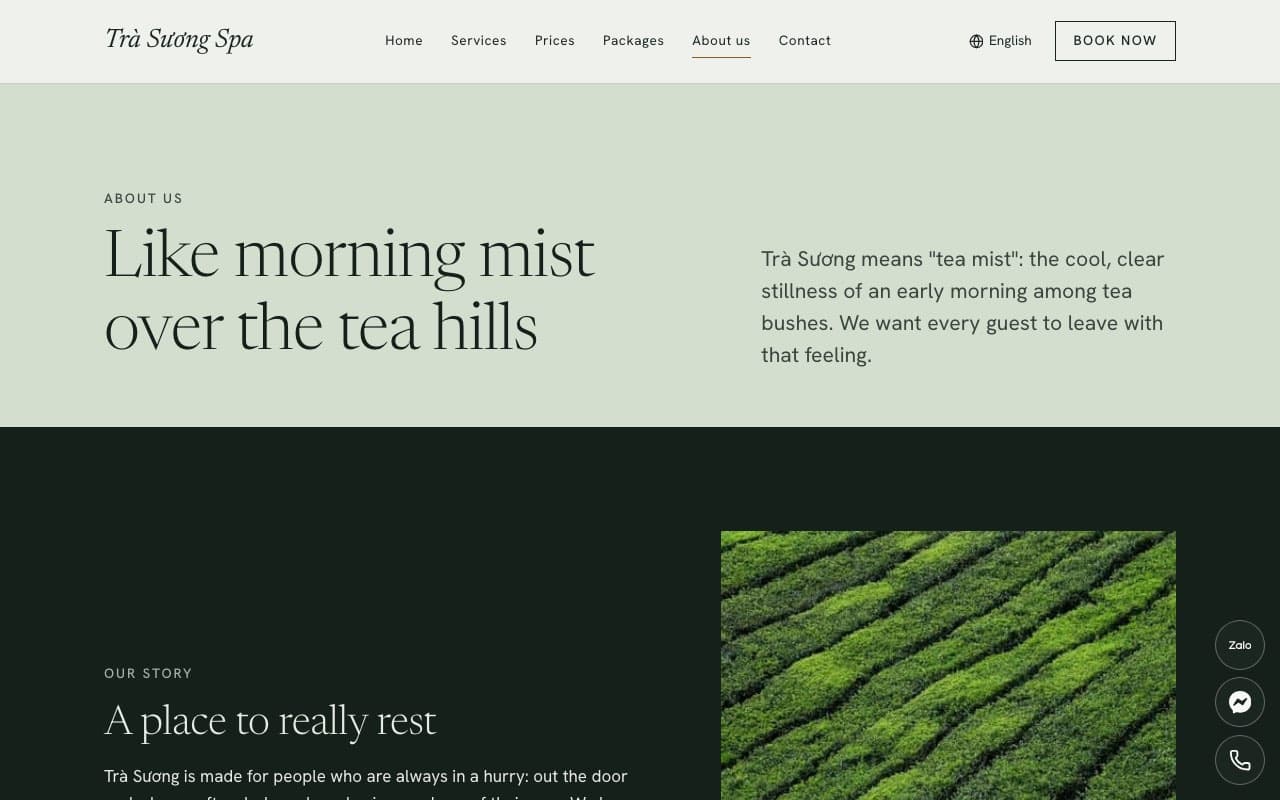 The About us page of the Spa & wellness template