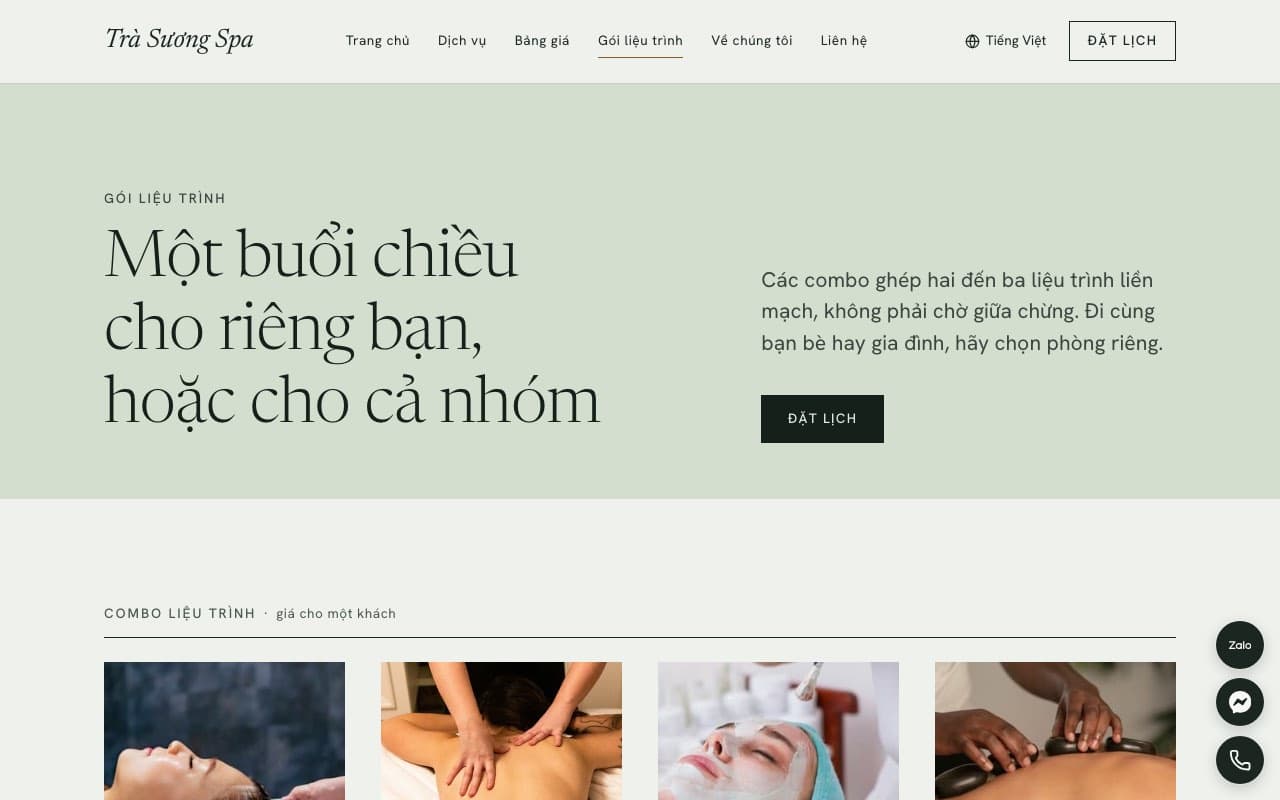 Trang Gói liệu trình của mẫu Spa & chăm sóc sức khoẻ