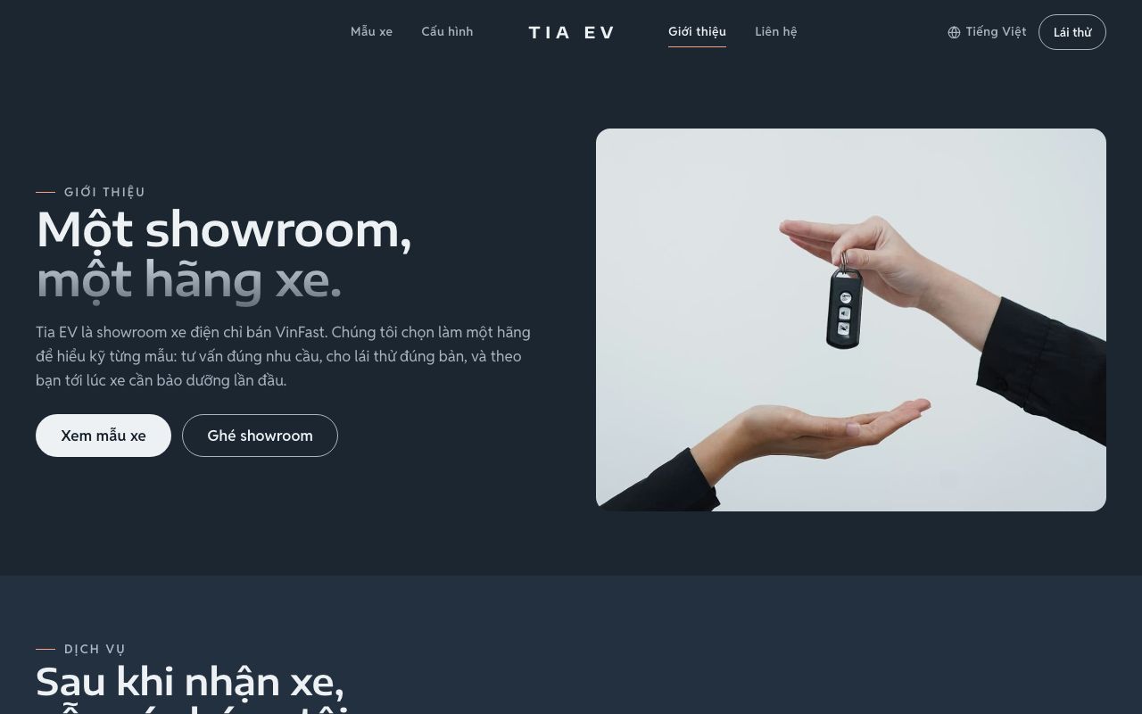 Giới thiệu và liên hệ của mẫu Showroom xe điện một hãng