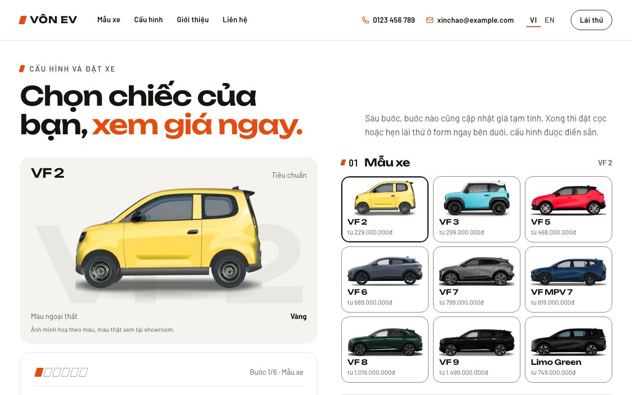 Cấu hình và đặt xe của mẫu Showroom xe điện nền sáng